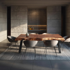 Dining Room Mid Century Live Edge Dining Table Retro Style