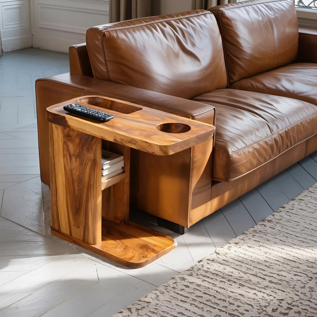 Mid Century Live Edge Side Table For Living Room Decor