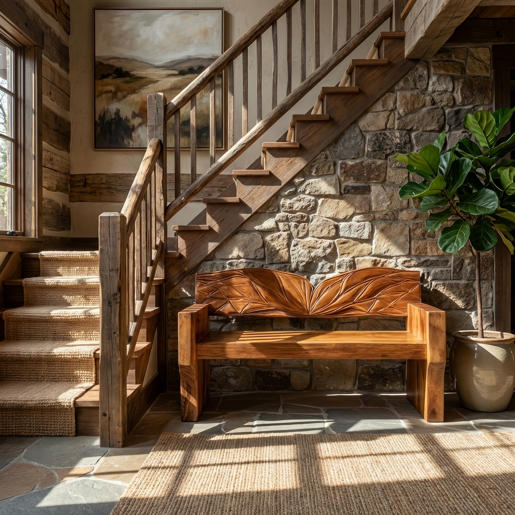 Solid Wood Entryway Bench For Natural Style Home Decor