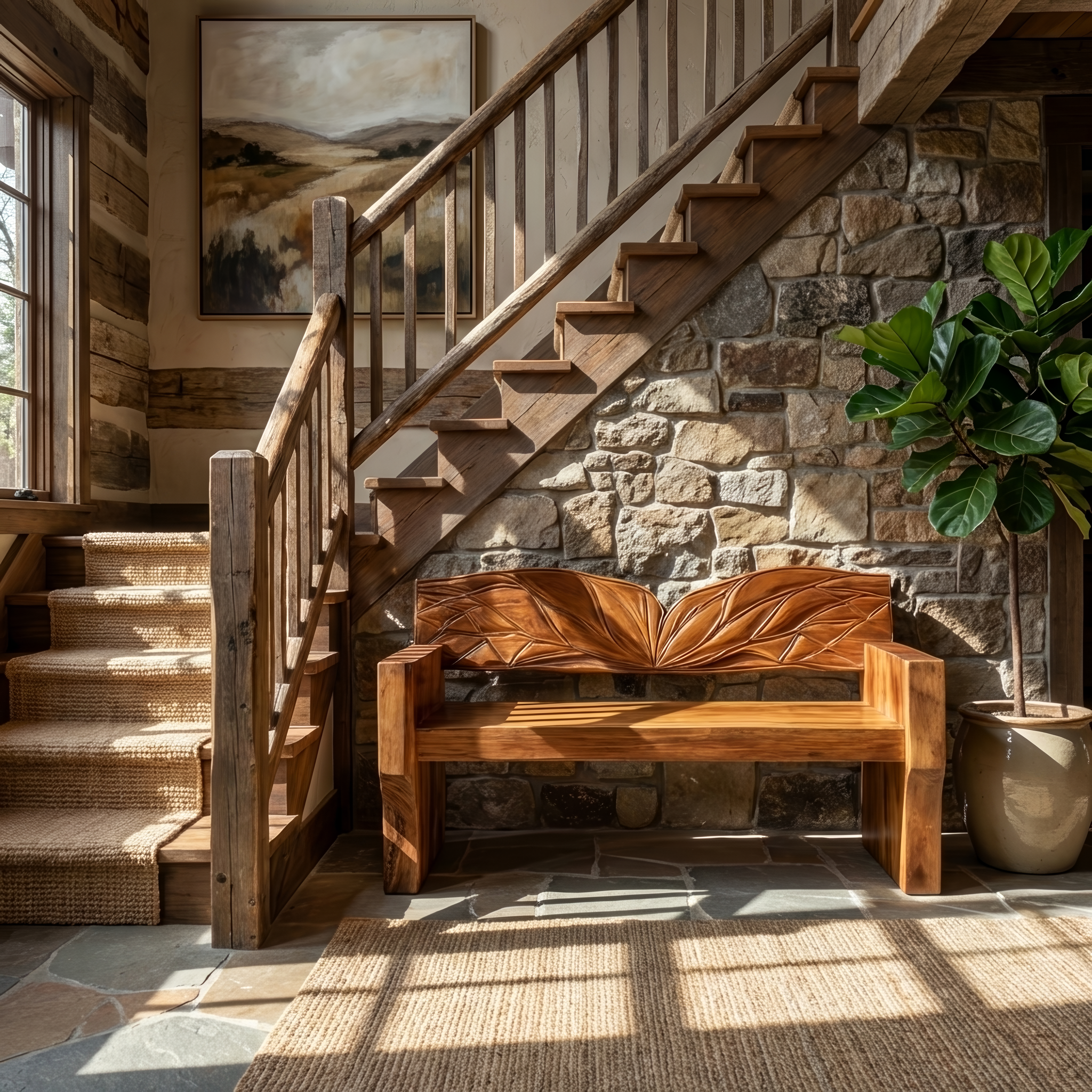 Solid Wood Entryway Bench For Natural Style Home Decor