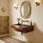 Handcrafted Wall Mounted Wooden Bathroom Sink For Bathroom Decor