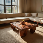 Mid Century Solid Wood Irregular Coffee Table For Entryway