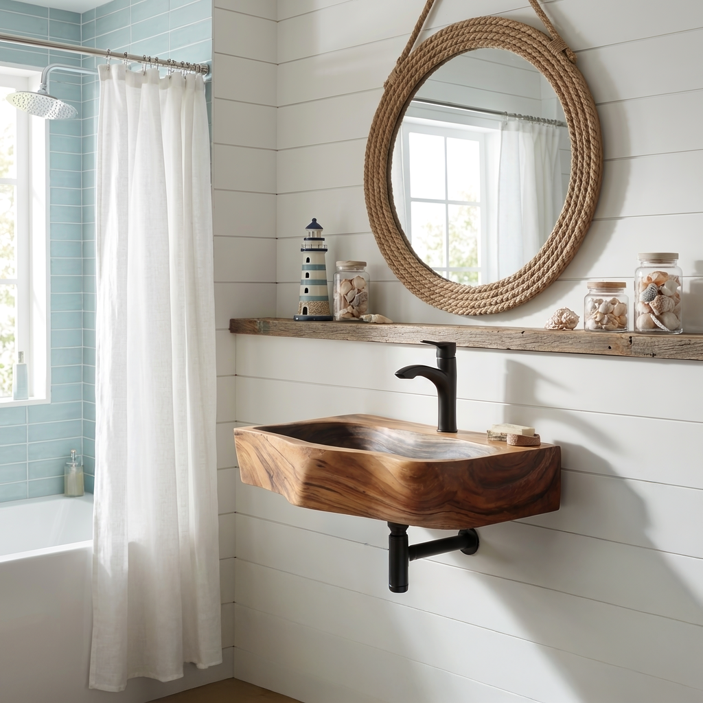 Farmhouse Solid Wood Vanity Sink For Bathroom Furniture Decor
