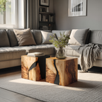 Modern Wooden Cube Coffee Table For Entryway Spaces