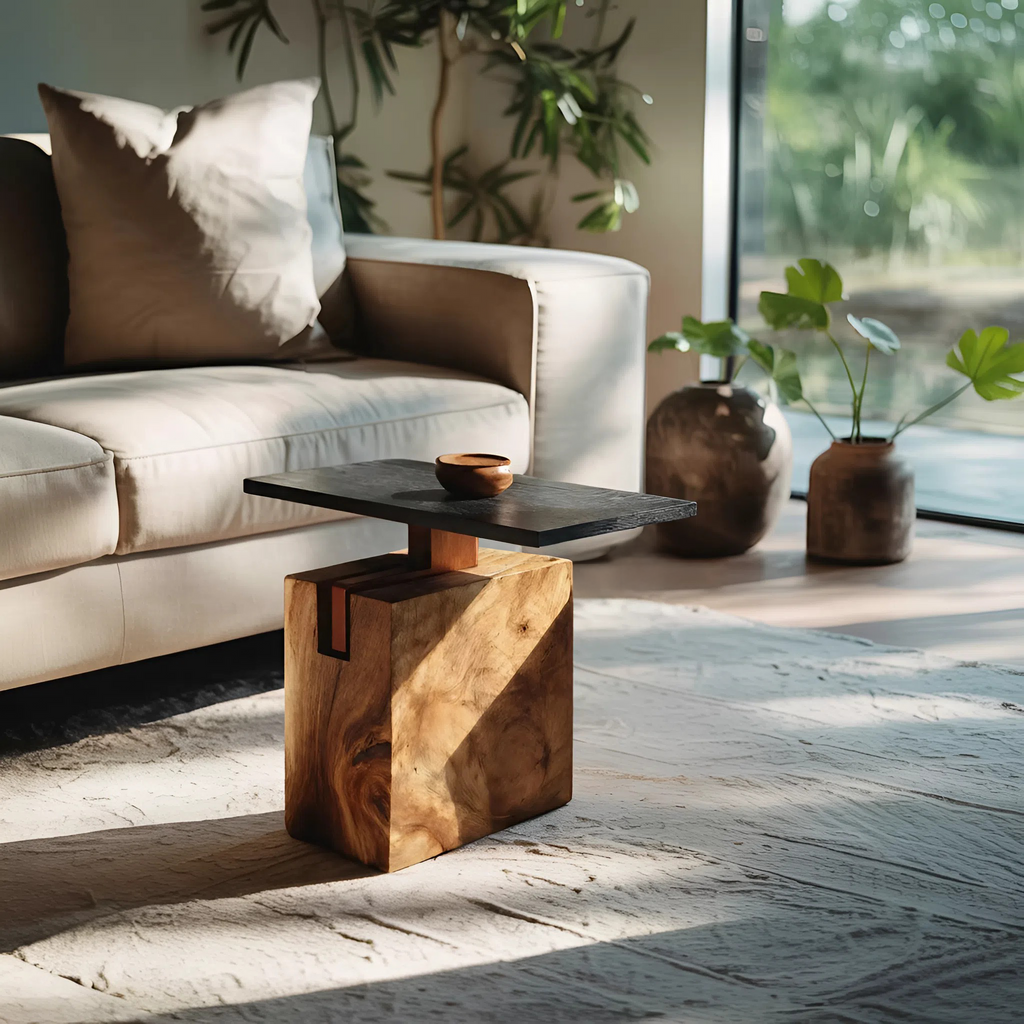 Handcrafted Solid Wood End Table For Coastal Home Style