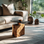 Handcrafted Solid Wood End Table For Coastal Home Style