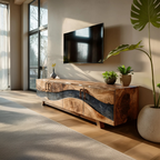 Mid Century Wooden Live Edge TV Stand For Living Room Decor