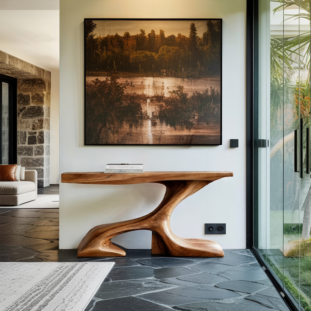 Rustic Solid Wood Console Table For Modern Entryway