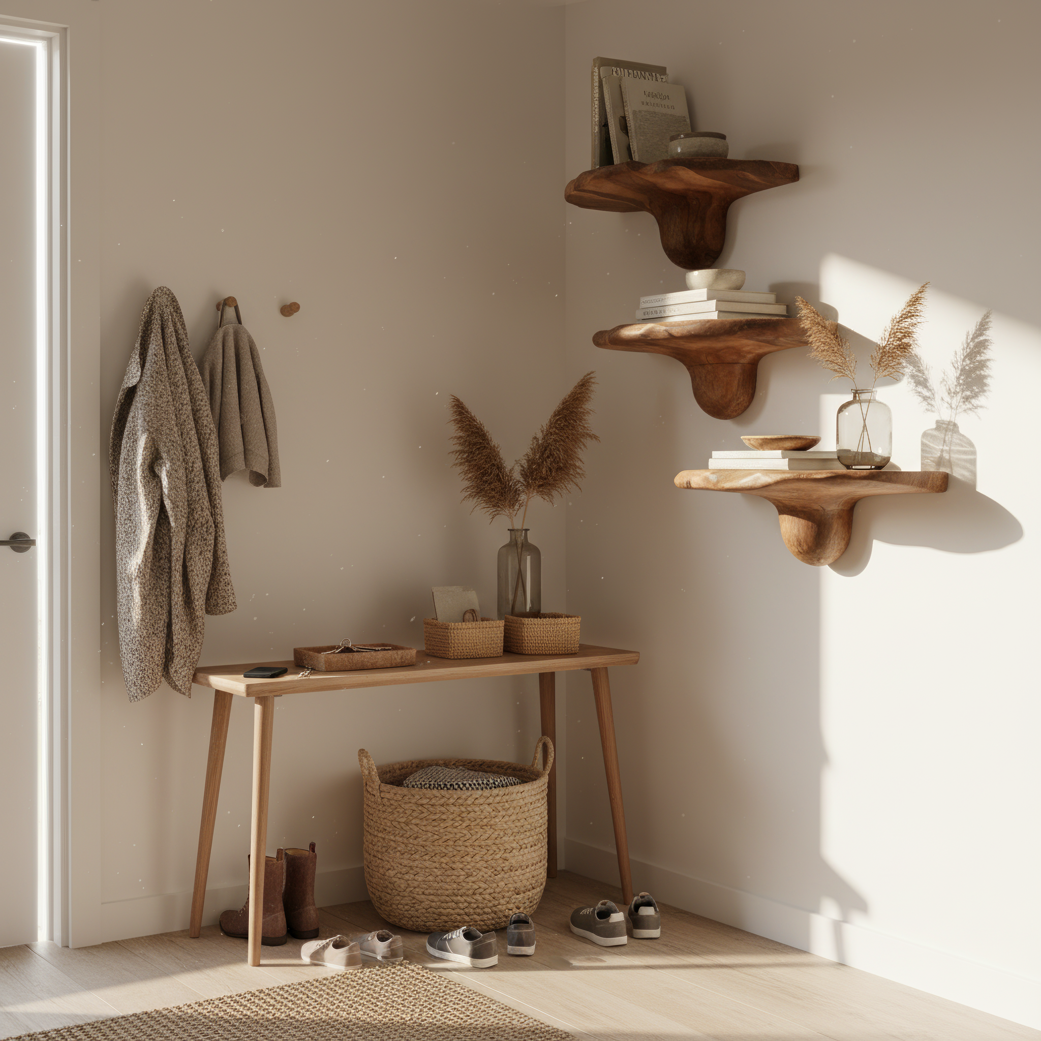 Handcrafted Solid Wood Mushroom Shelf For Bedroom Furniture Decor