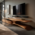 Modern TV Console Curved Open Storage For Living Room