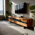 Mid Century Rustic Wooden TV Stand For Living Room