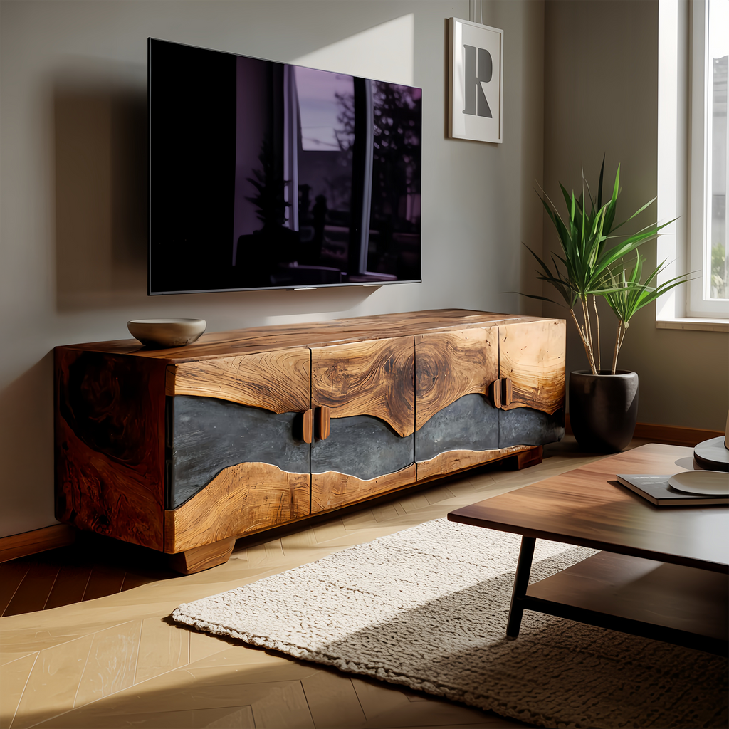 Mid Century Solid Wood TV Console For Living Room Decor