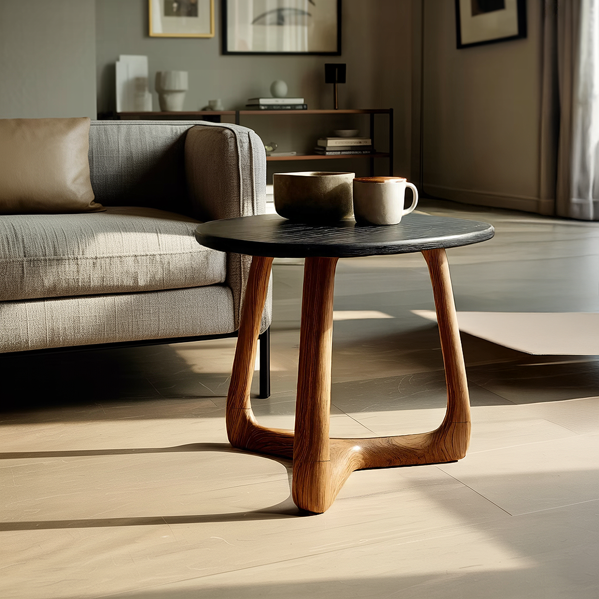 Modern Wooden Side Table For Scandinavian Living Space