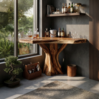 Modern Sculptural Live Edge Console Table For Entryway Furniture