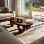 Mid Century Wooden Live Edge Coffee Table For Living Room