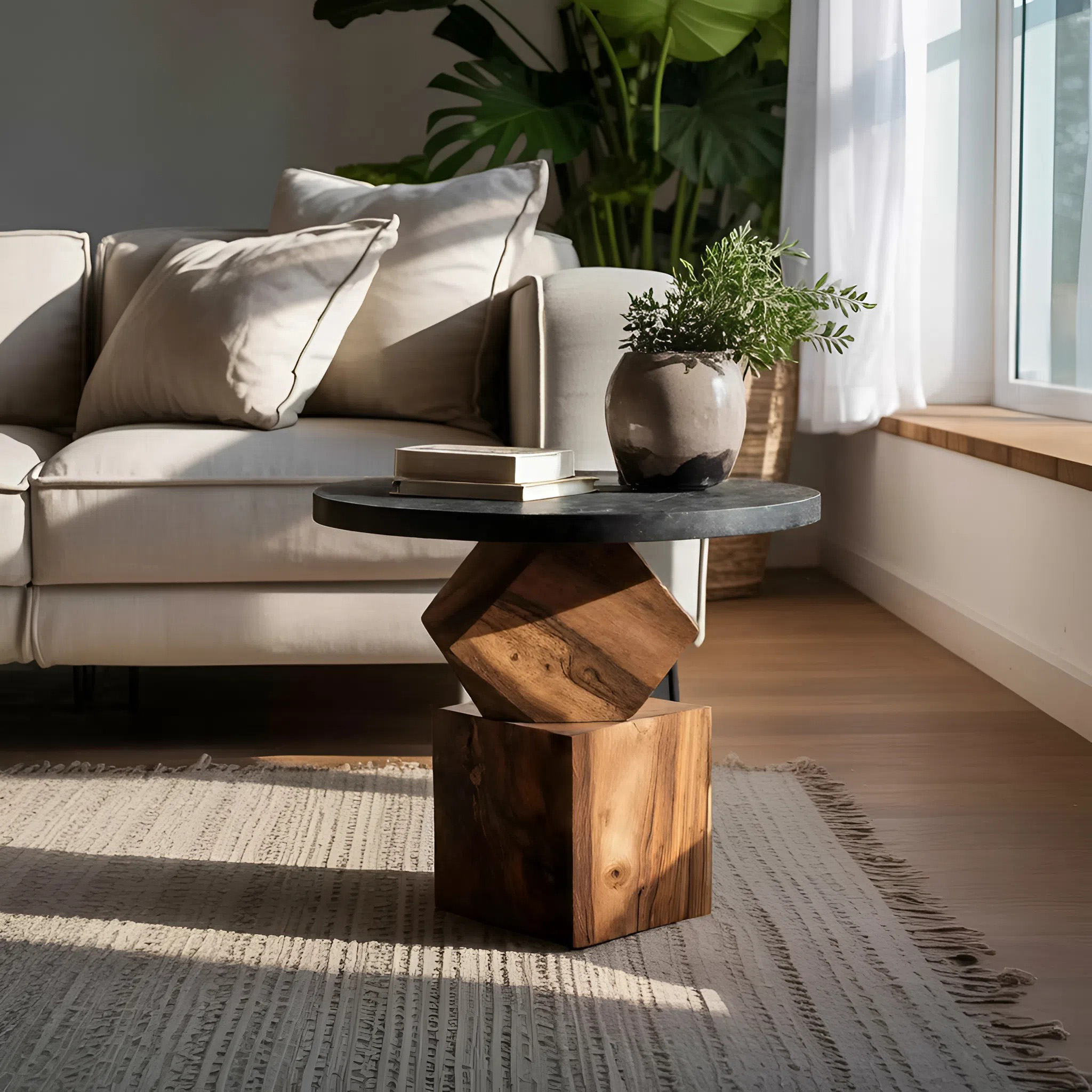 Modern Wooden Side Table For Bedroom Nightstand Decor
