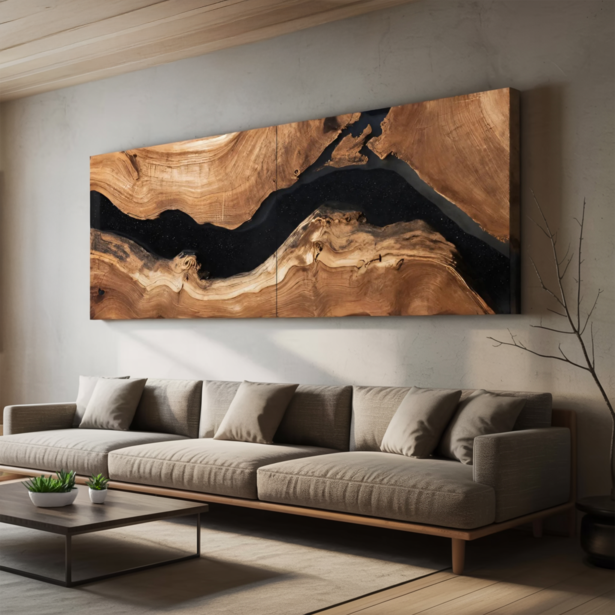 Handcrafted Wooden Rectangular Wall Art For Living Room Decor