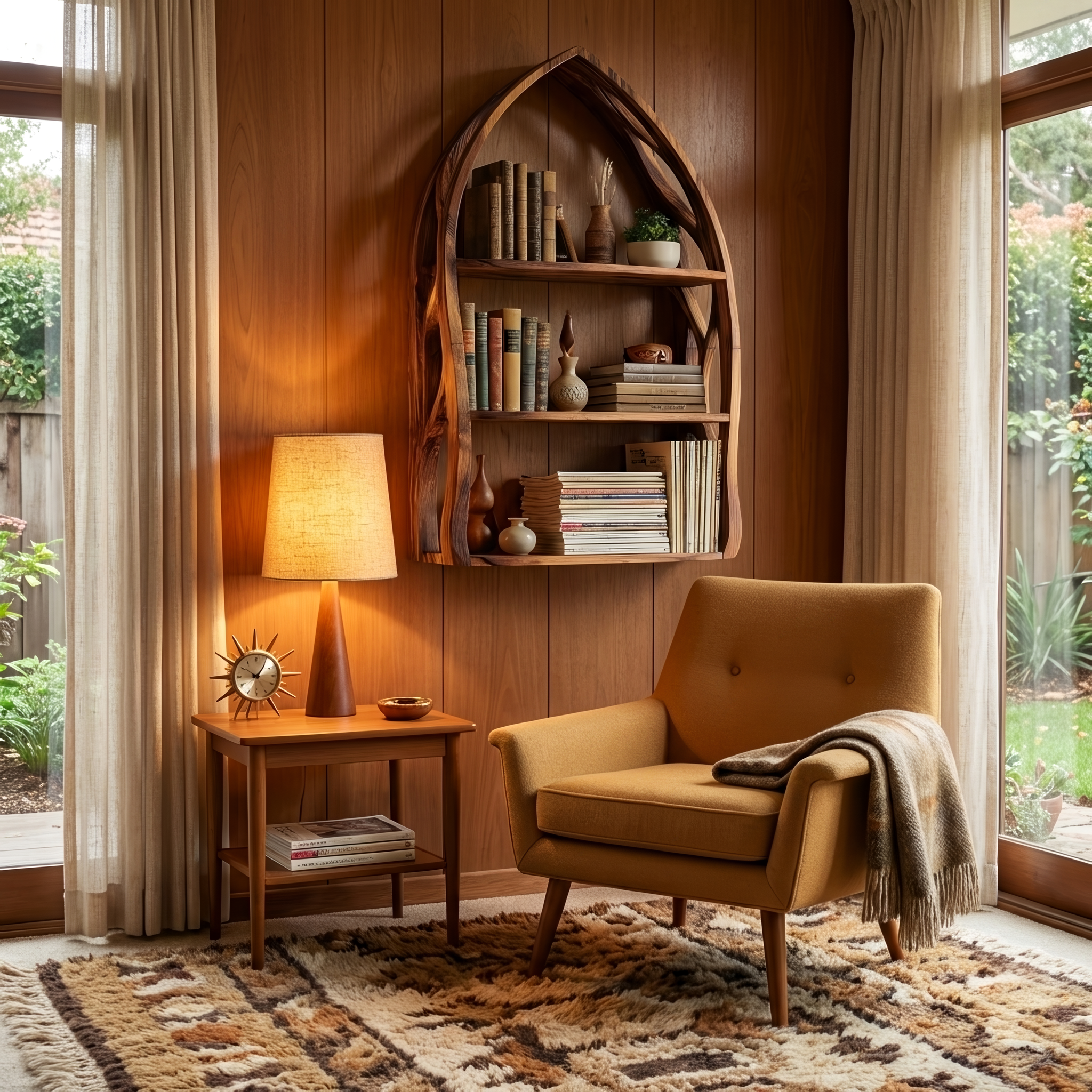Modern Arch Wooden Wall Shelf for Bedroom Styling