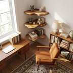 Modern Solid Wood Corner Shelf For Entryway Design And Display