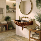 Farmhouse Wall Mounted Wooden Bathroom Sink For Rustic Bathroom Decor