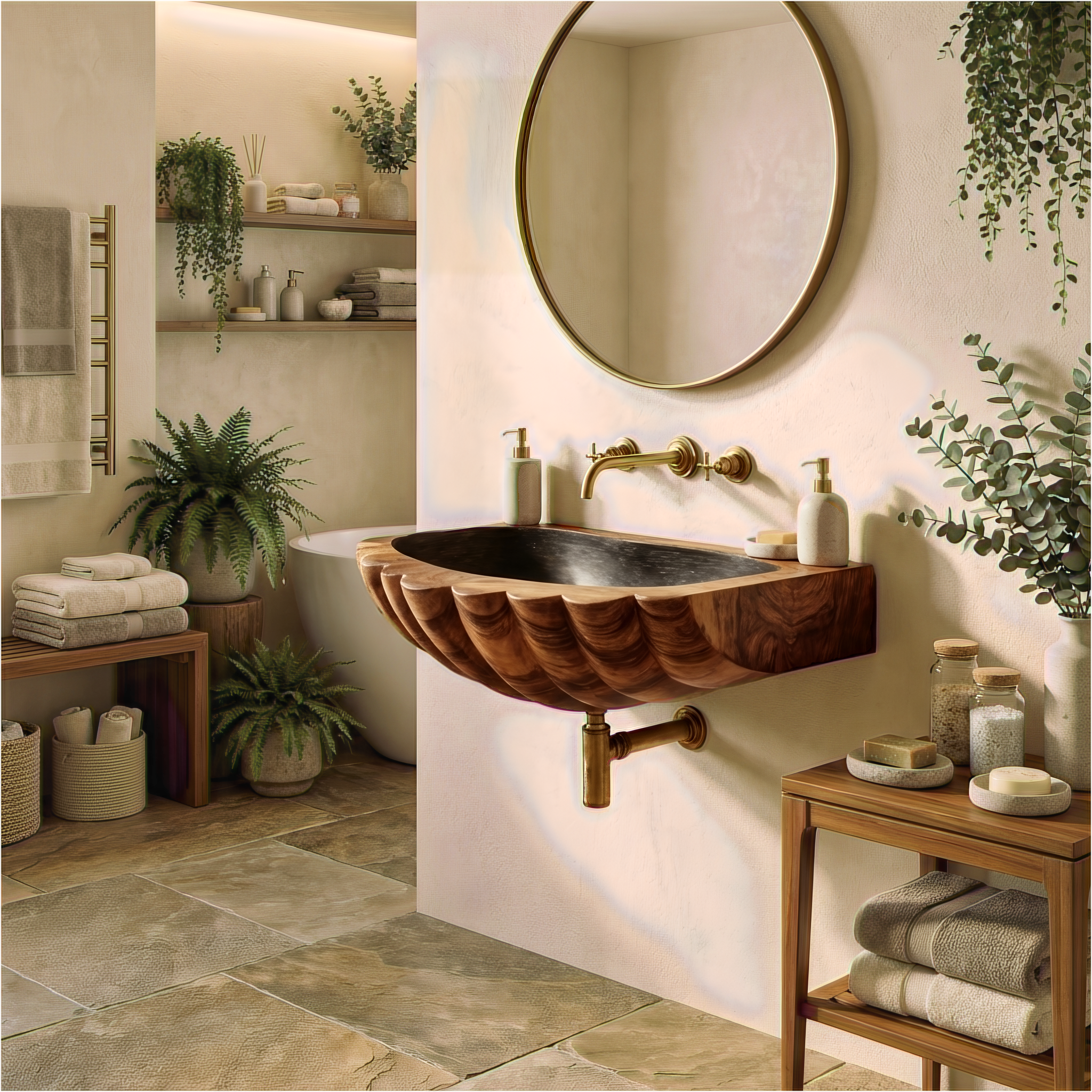 Farmhouse Wall Mounted Wooden Bathroom Sink For Rustic Bathroom Decor