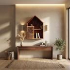 Handcrafted Wooden Wall Shelf For Living Room Decor