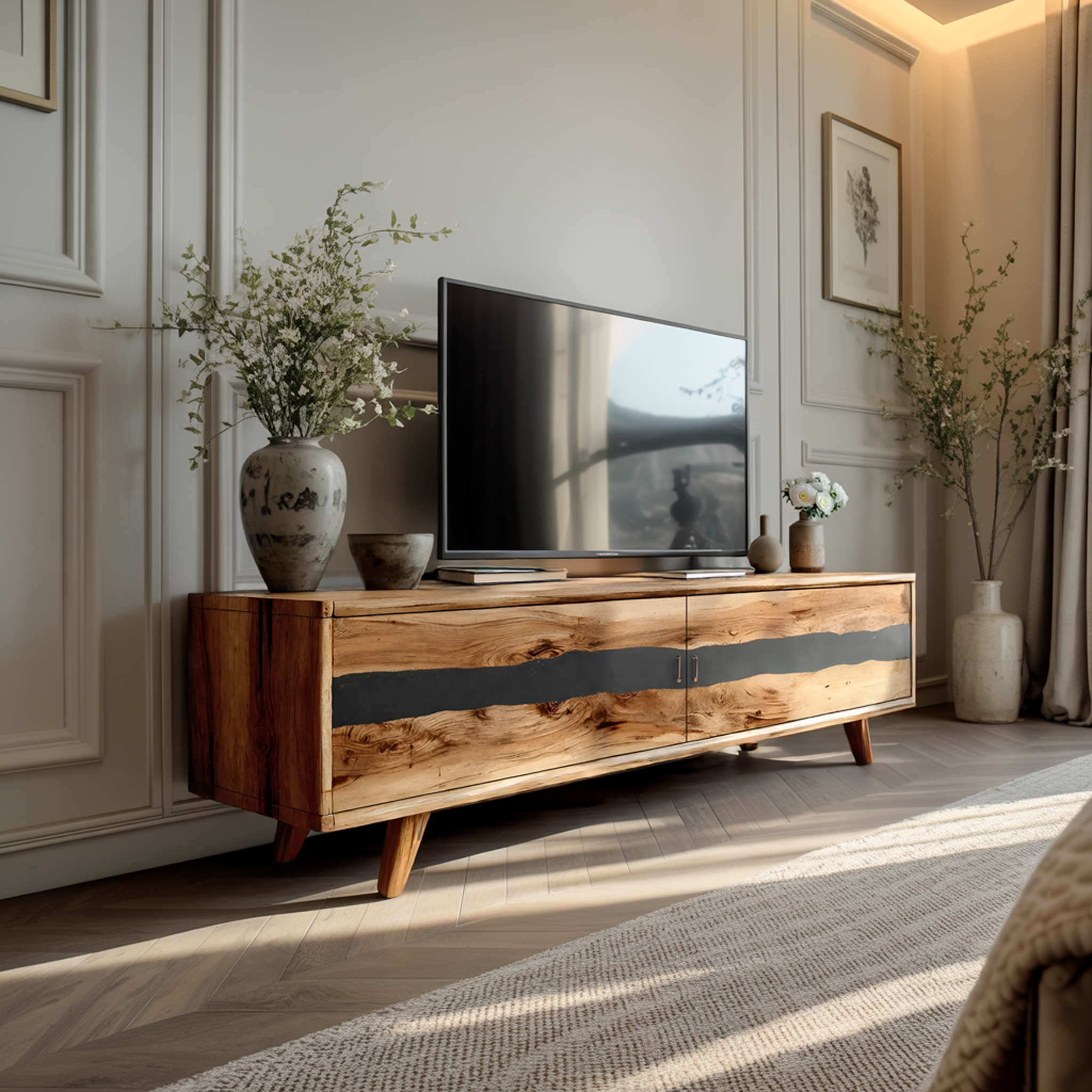 Modern Live Edge TV Stand For Bedroom Furniture