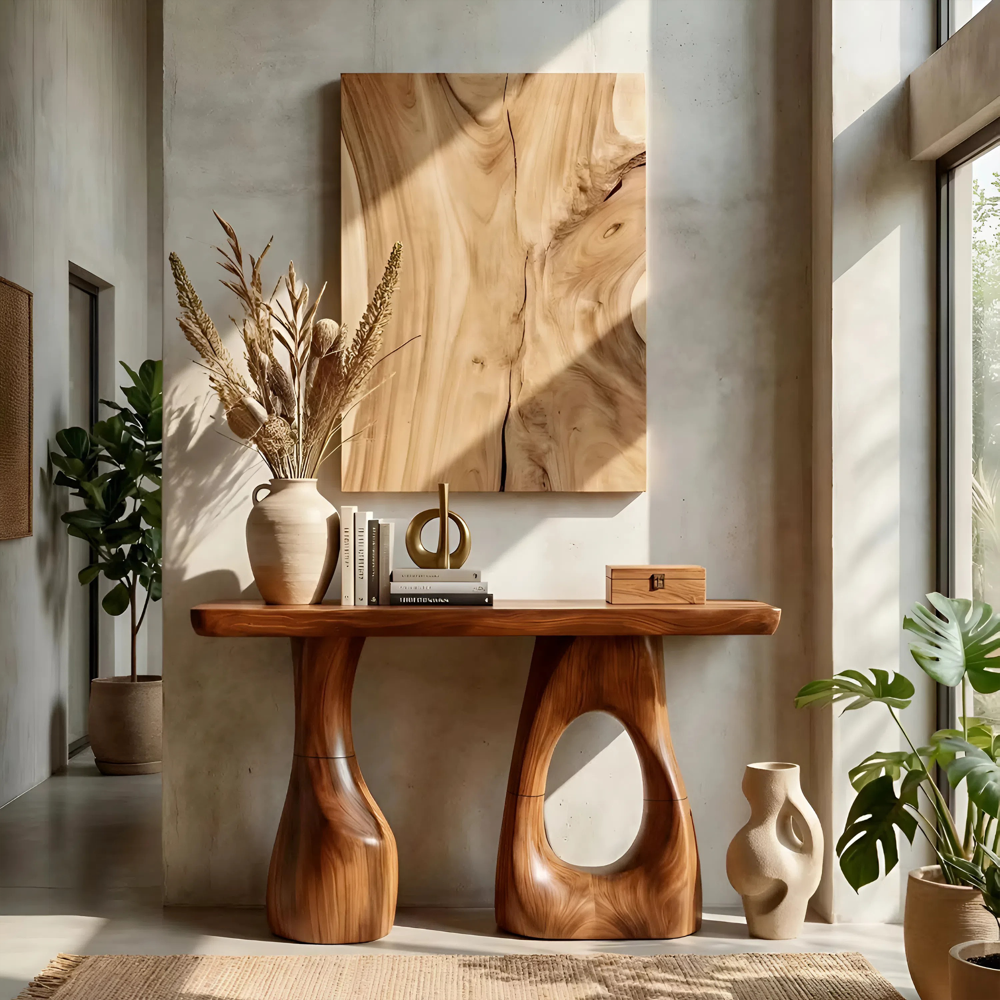 Handcrafted Live Edge Console Table Artistic Wood For Entryway Design