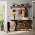 Mid Century Wooden Entry Table For Living Room Styling