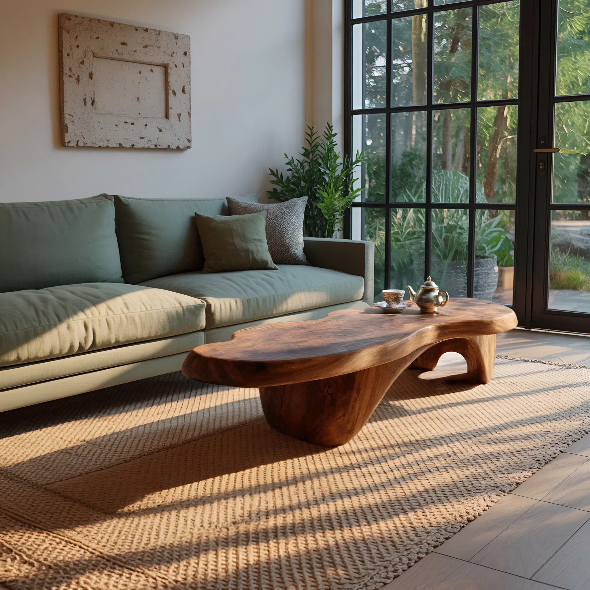 Rustic Handcrafted Wooden Live Edge Coffee Table For Entryway