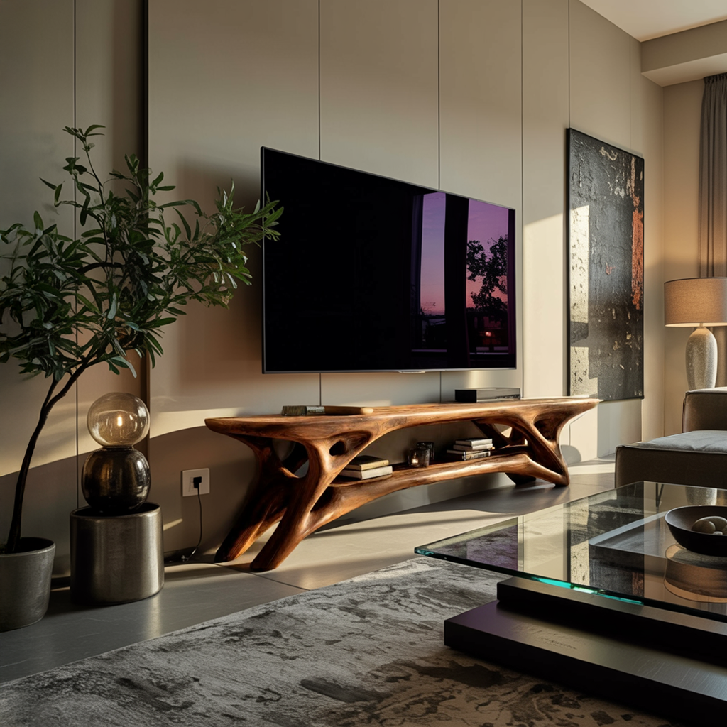 Elegant Curved TV Cabinet For Contemporary Home Decor