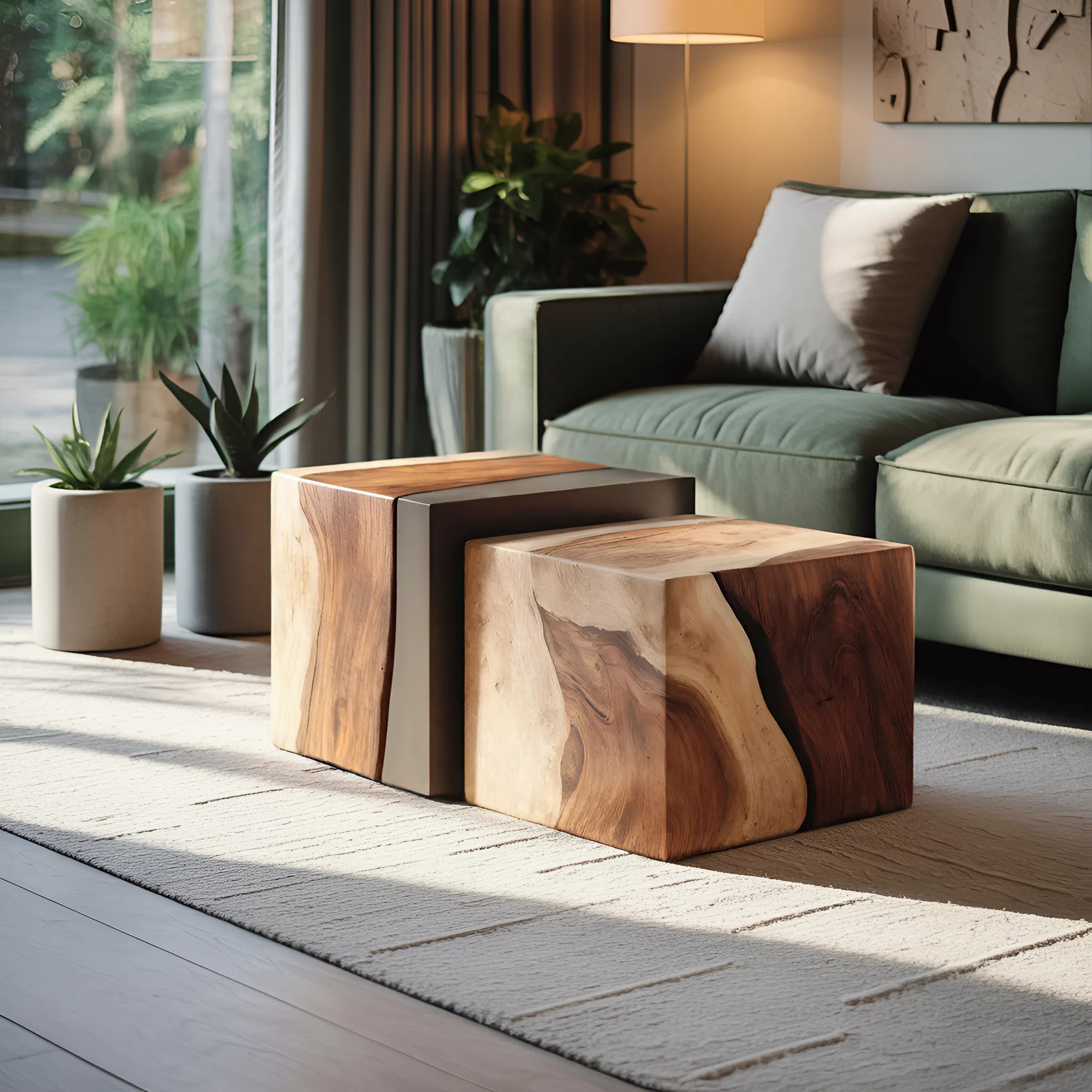 Mid Century Solid Wood Square Coffee Table For Bedroom Decor
