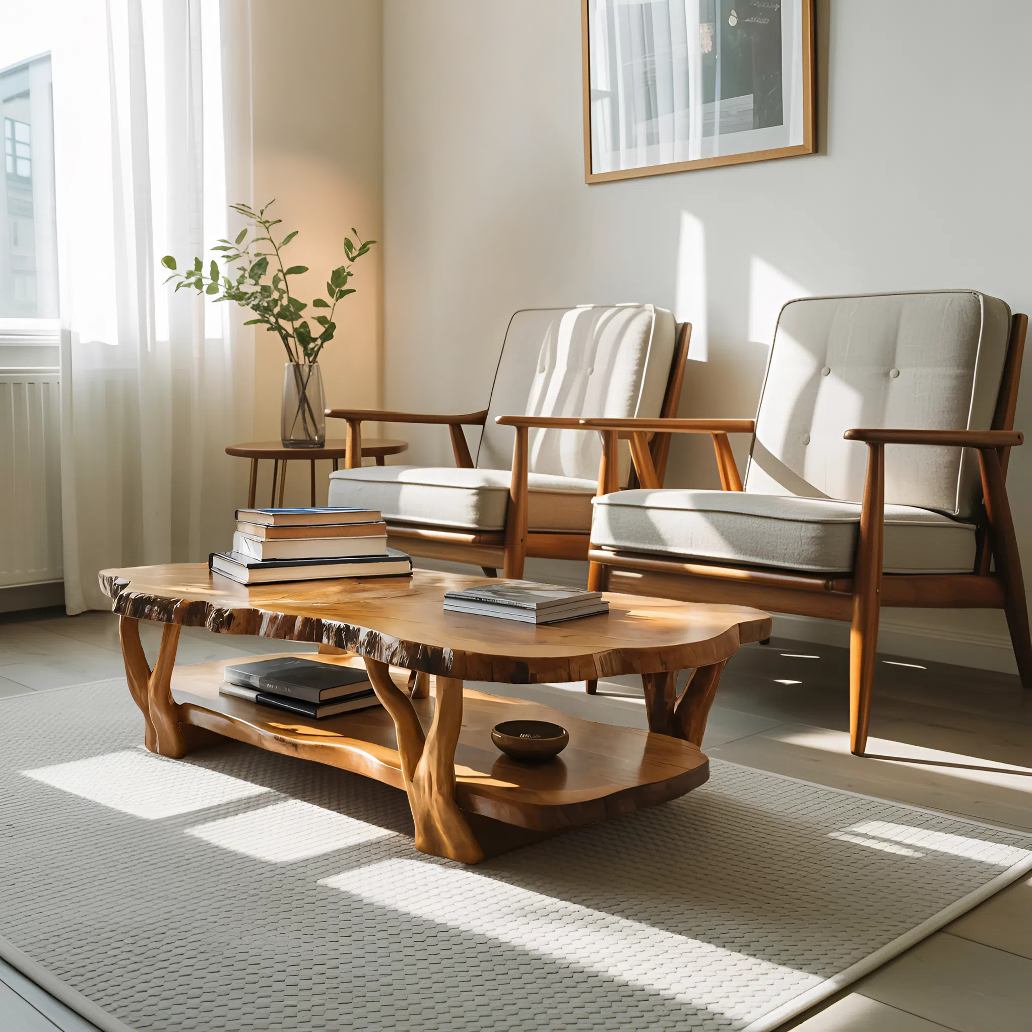 Contemporary Live Edge Coffee Table Two Layered Design For Living