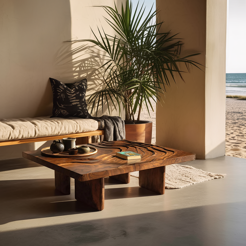 Modern Irregular Solid Wood Coffee Table For Furniture Decor