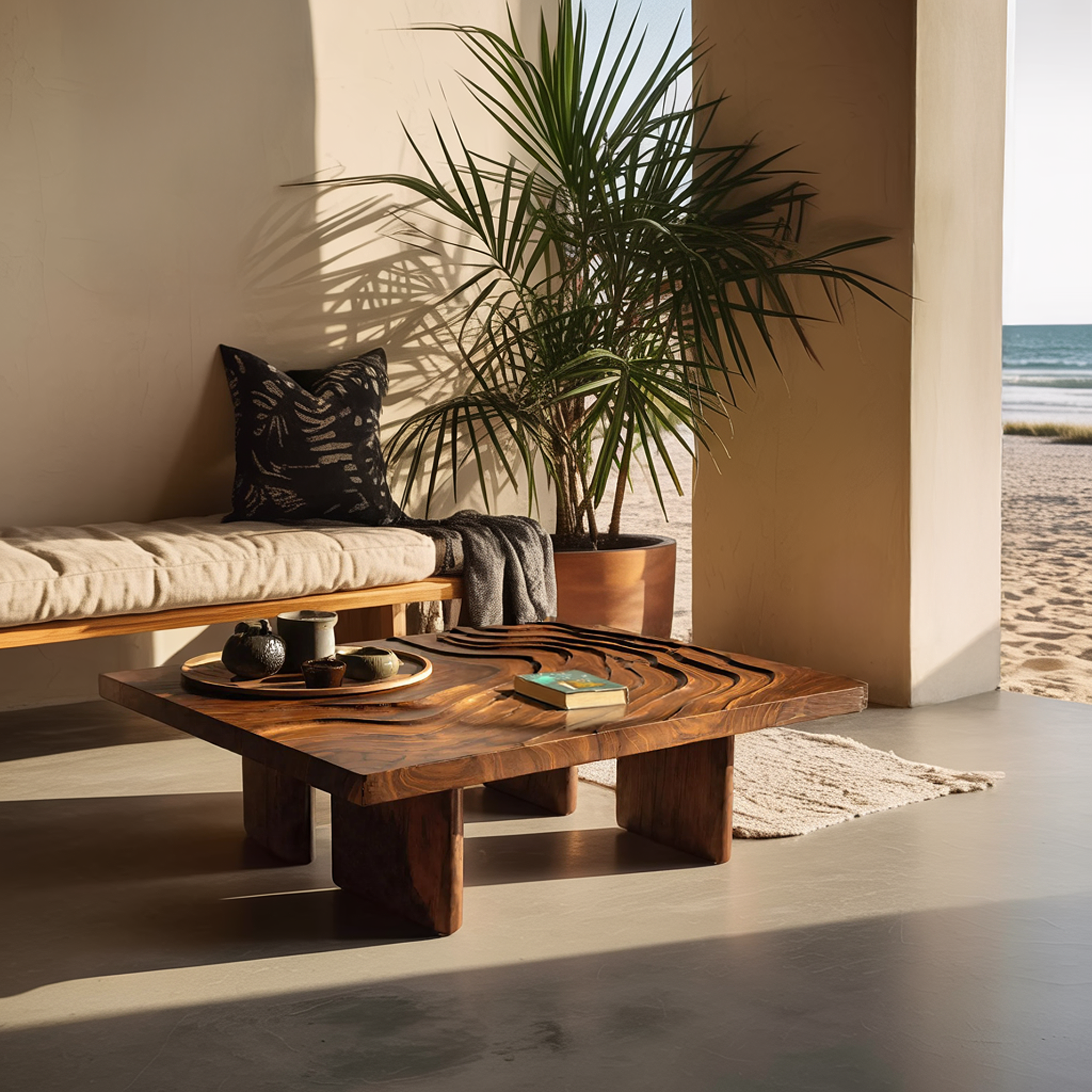 Modern Irregular Solid Wood Coffee Table For Furniture Decor
