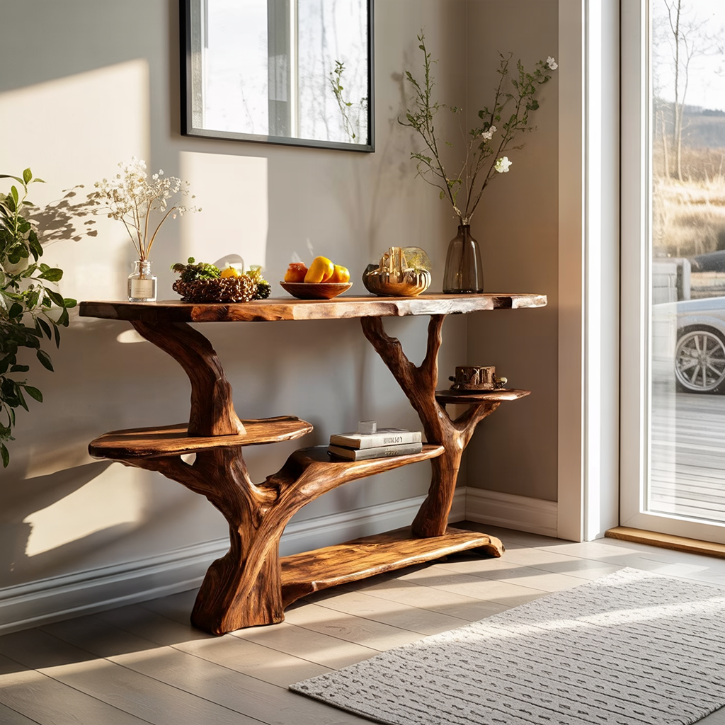 Mid Century Solid Wood Console Table For Stylish Entryway Design