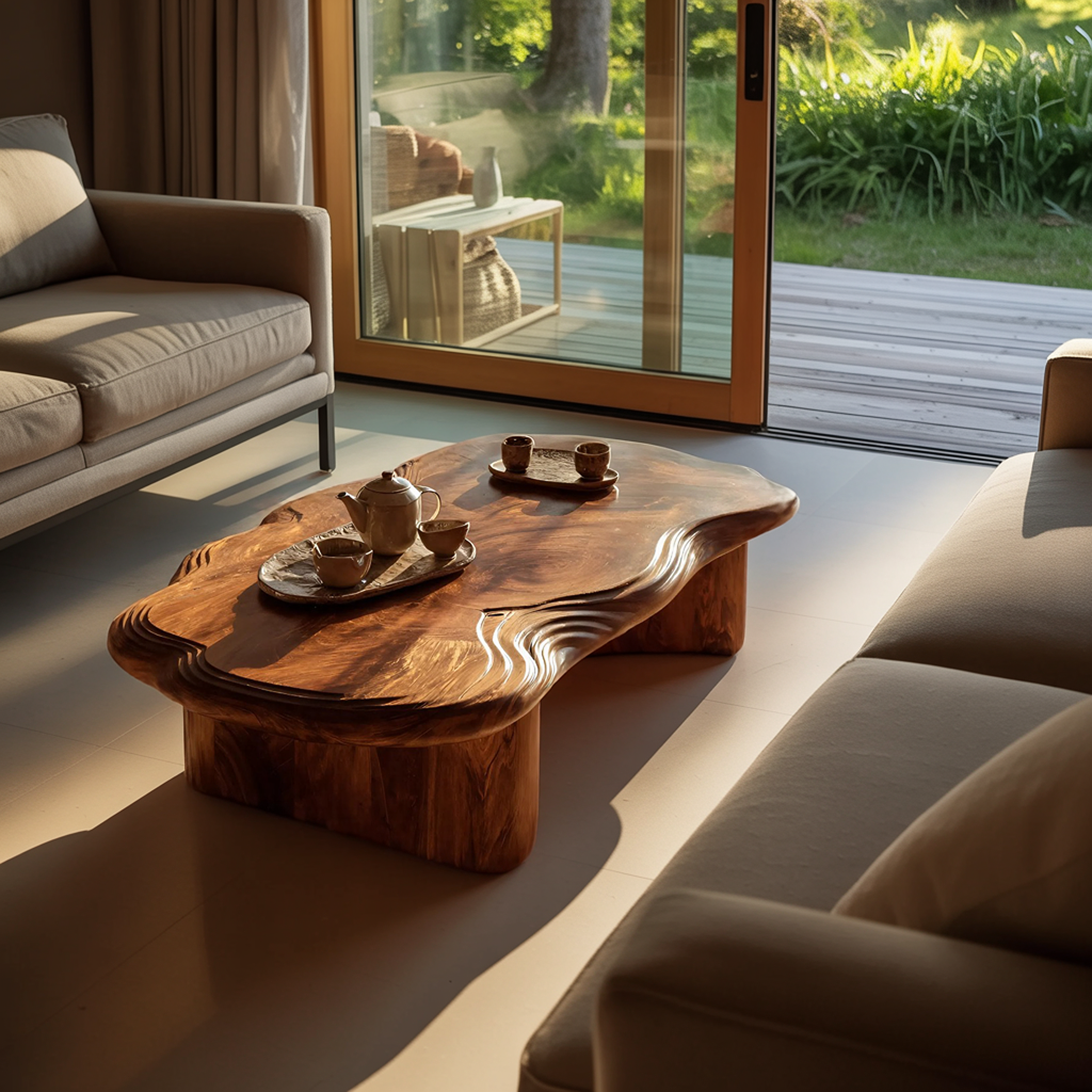 Modern Abstract Solid Wood Coffee Table For Living Room Decor