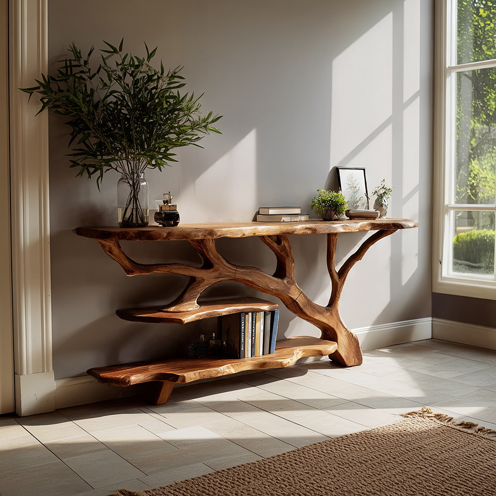 Handcrafted Solid Wood Console Table For Modern Entryway Furniture Decor