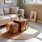 Farmhouse Solid Wood Square Coffee Table For Living Room