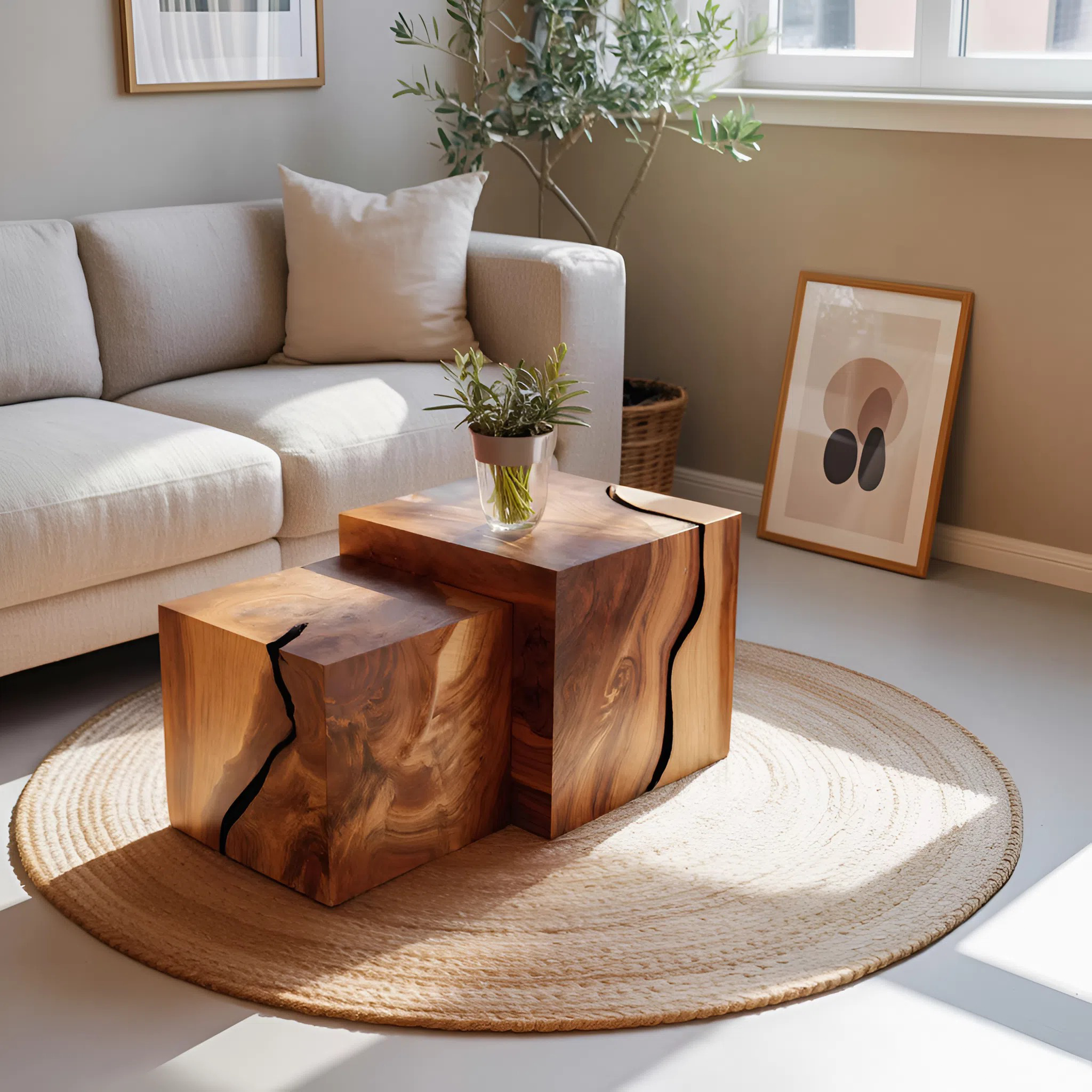 Farmhouse Solid Wood Square Coffee Table For Living Room