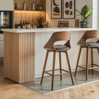 Mid Century Modern Bar Stool with Backrest For Kitchen Home Bar