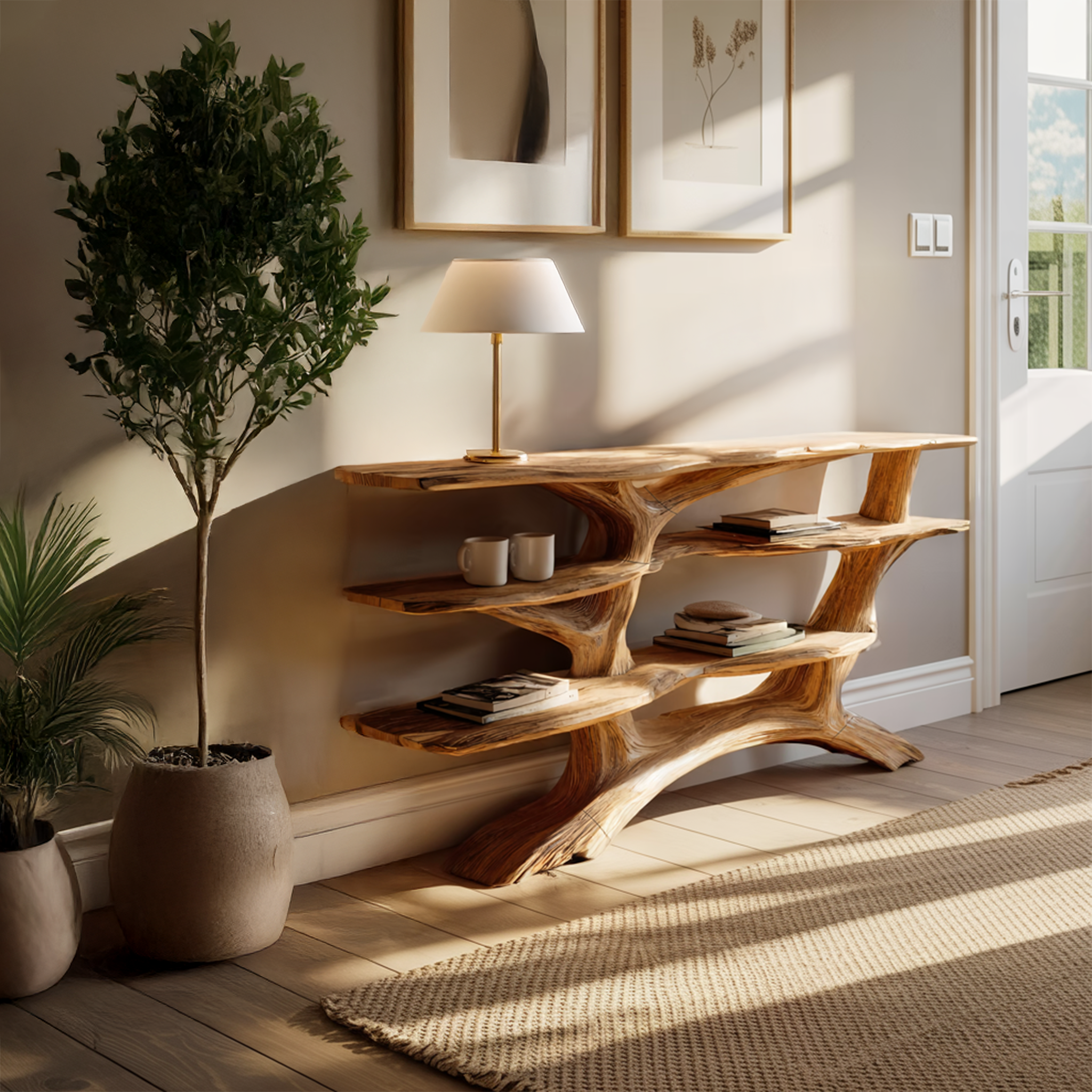 Farmhouse Wooden Live Edge Console Table For Farmhouse Furniture Decor