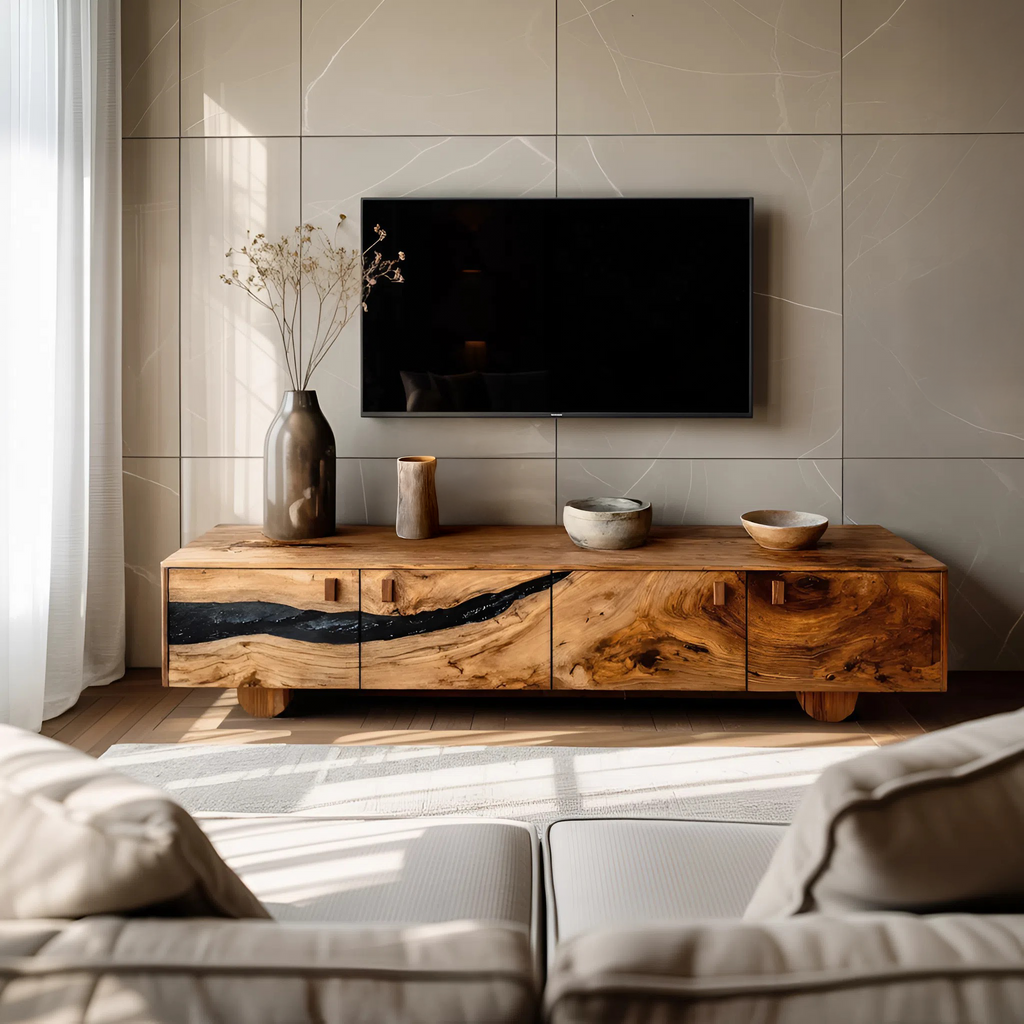Farmhouse Live Edge TV Cabinet For Rustic Bedroom Decor