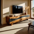 Farmhouse Wooden Live Edge TV Stand For Bedroom Decor