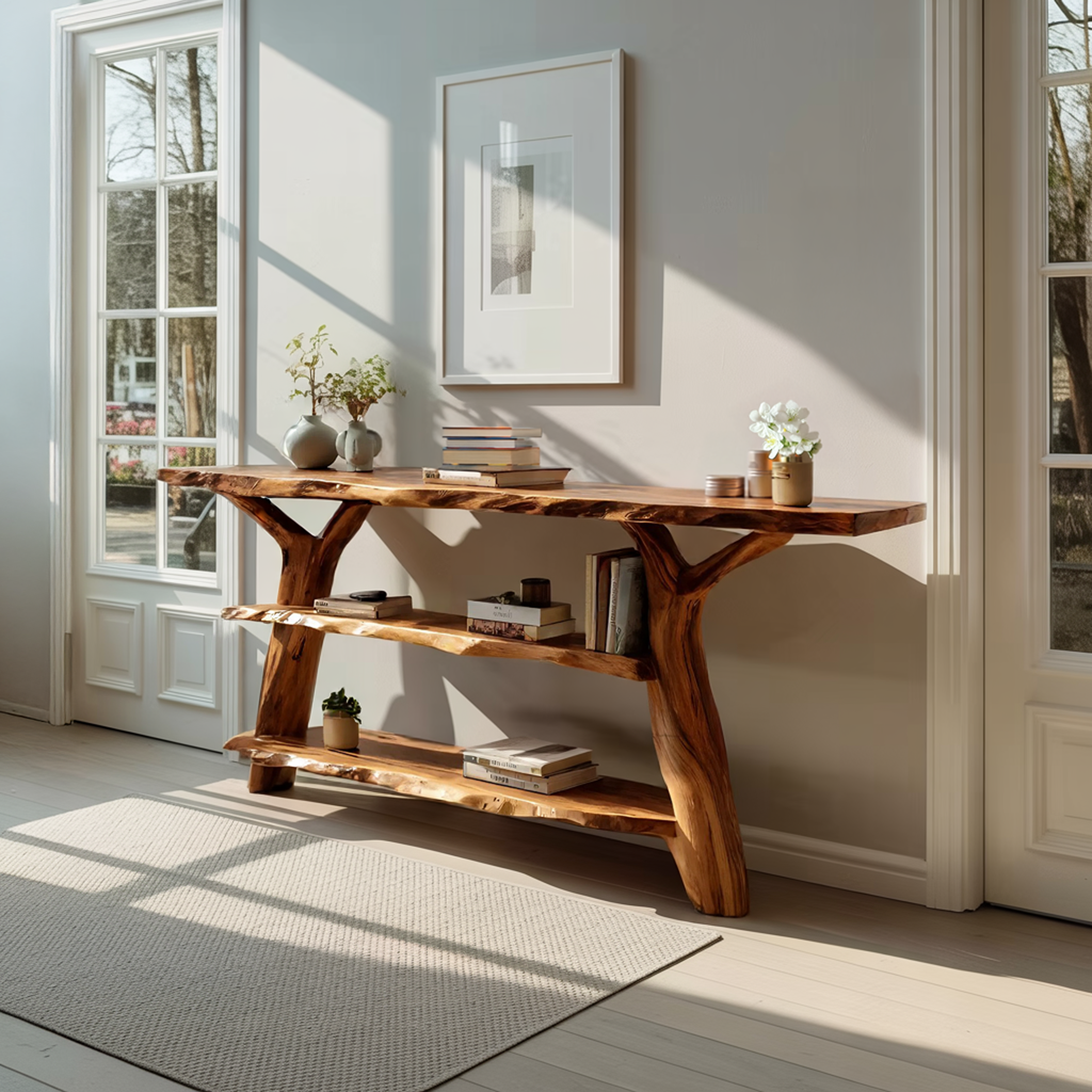 Handcrafted Live Edge Entryway Table For Modern Bedroom Home Design