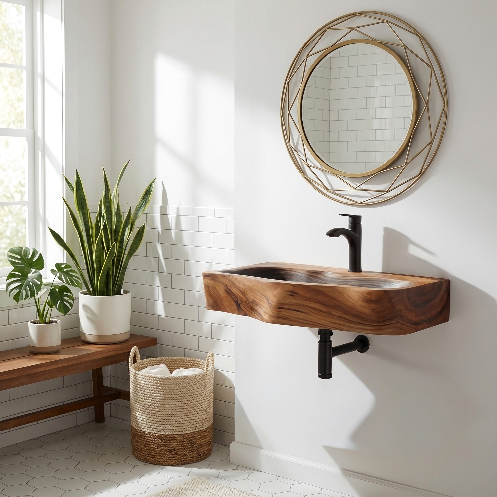 Farmhouse Solid Wood Vanity Sink For Bathroom Furniture Decor