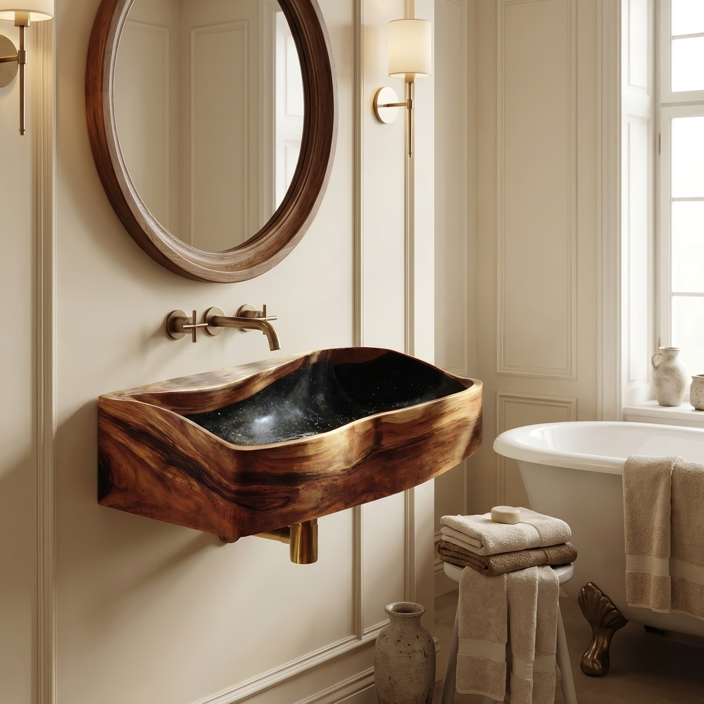 Handcrafted Wooden Vanity Sink For Bathroom Furniture Decor