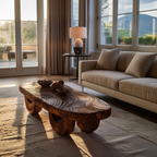 Mid Century Irregular Wooden Coffee Table For Living Room Decor