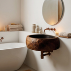 Handcrafted Solid Wood Vanity Sink For Bathroom Furniture Style Decor