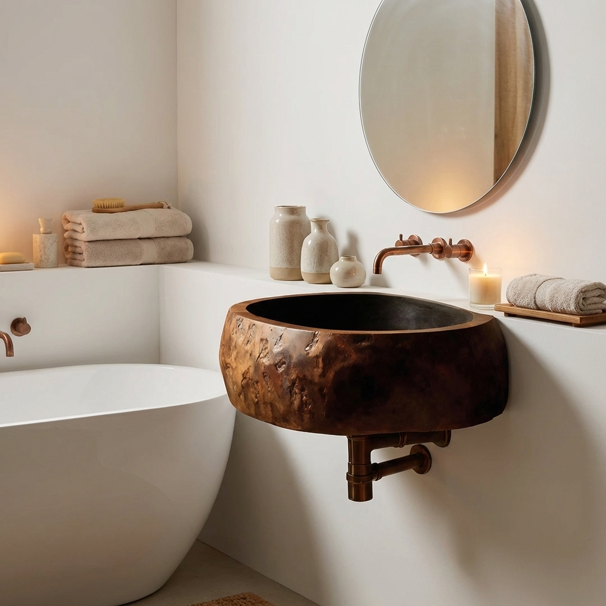 Handcrafted Solid Wood Vanity Sink For Bathroom Furniture Style Decor